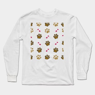 Paw print with red heart Long Sleeve T-Shirt